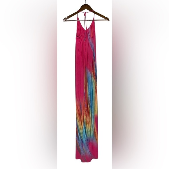 Skye Summer Rainbow‎ Watercolor Maxi Dress Women 1X Boho Beachy Vacation Relax - Picture 1 of 8